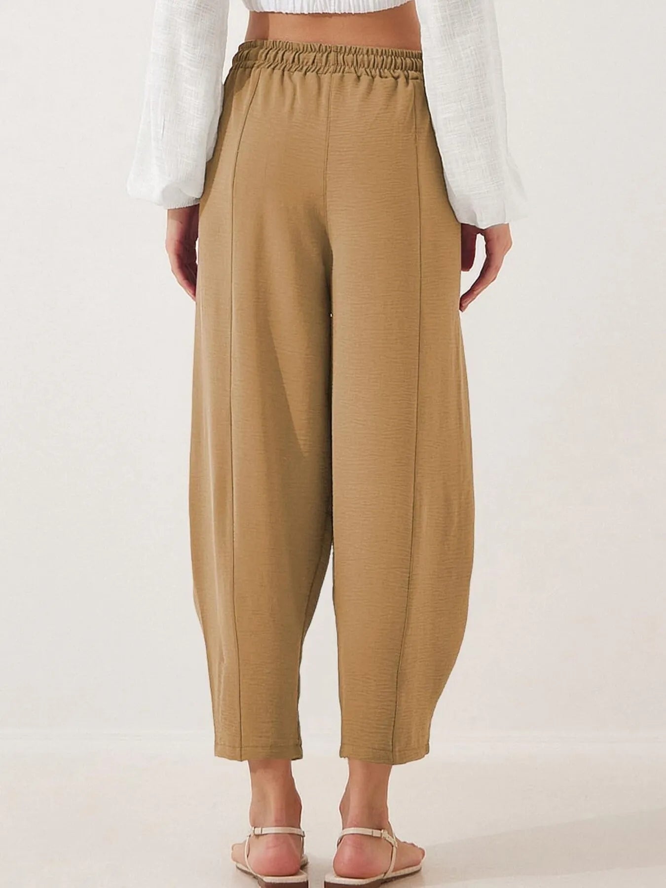 Plussize Bred Ben Snøre Bukser Cropped