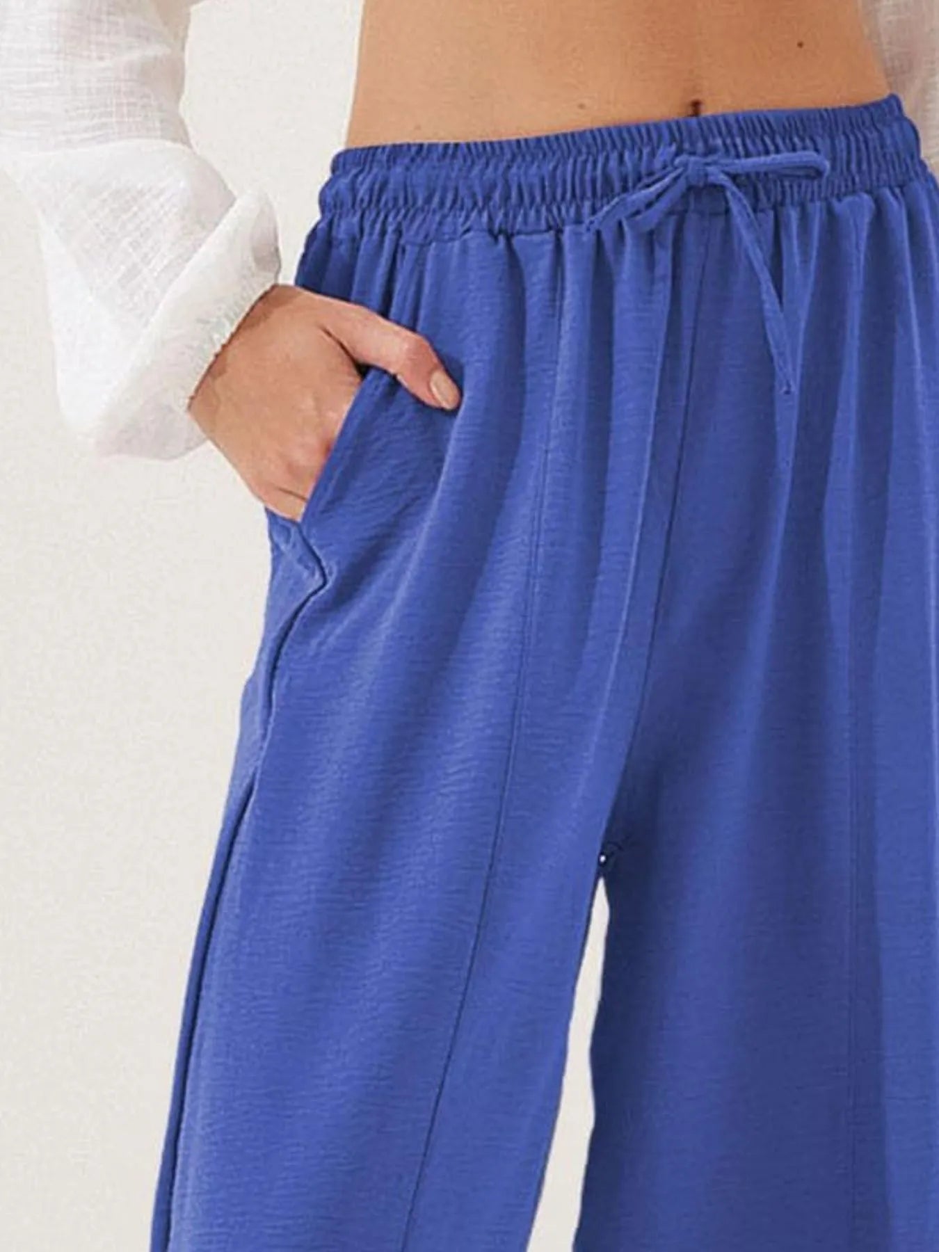 Plussize Bred Ben Snøre Bukser Cropped