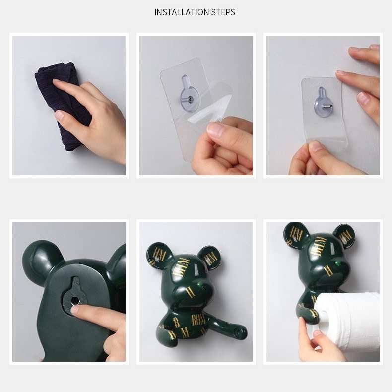 Moderne sort bjørne toiletpapirholder stander