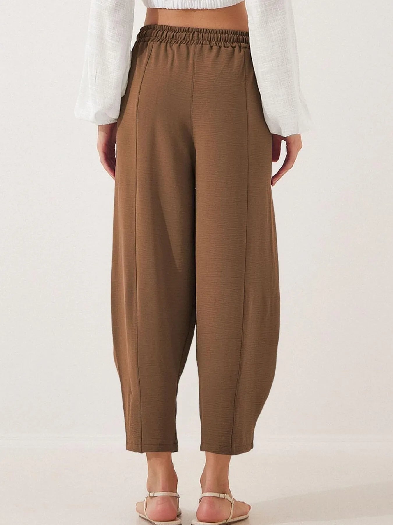 Plussize Bred Ben Snøre Bukser Cropped