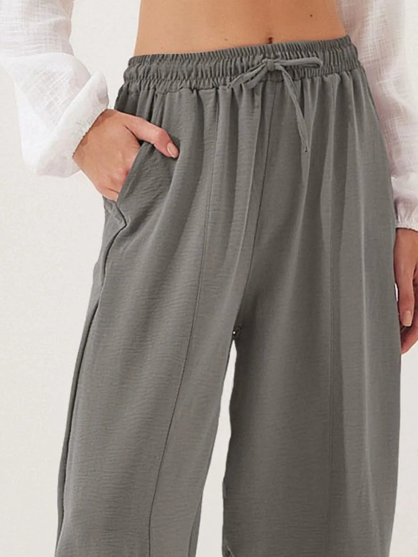 Plussize Bred Ben Snøre Bukser Cropped