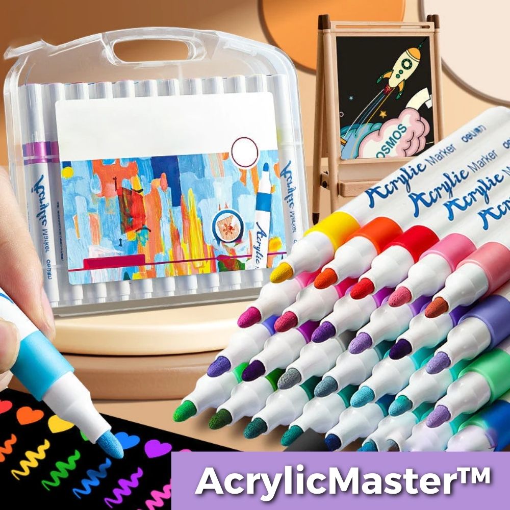 AcrylicMaster™ - Komplet akrylmarkørsæt med 24 farver