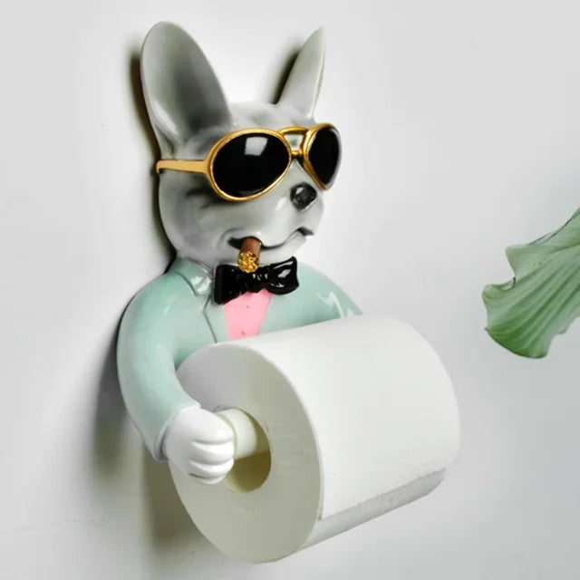 Designer toiletpapirholder formet som en hund