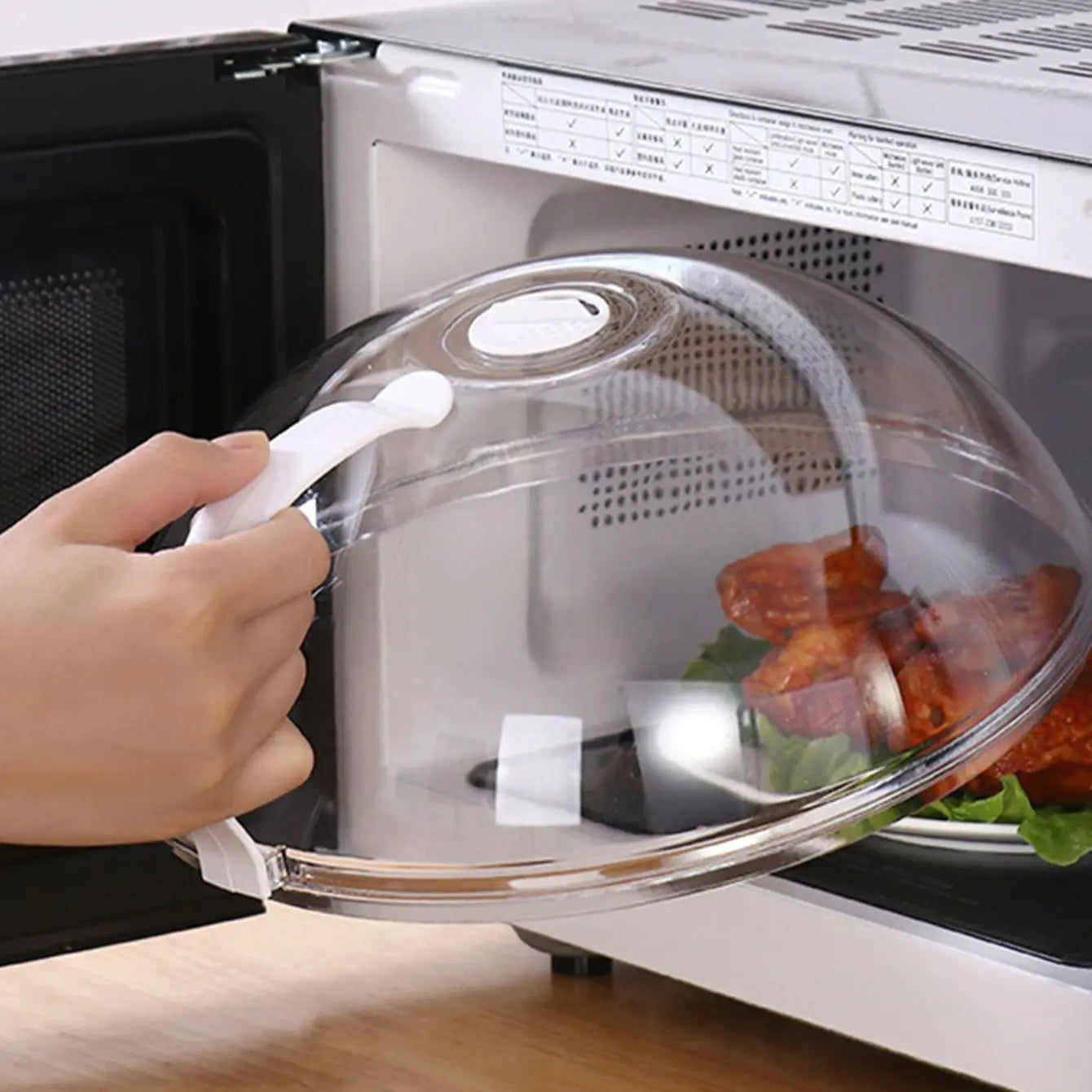 Premium mikrobølgelåg med ergonomisk håndtag og dobbelte dampåbninger