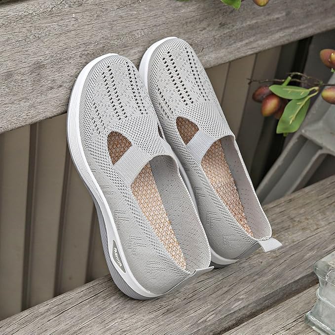 Dames letvægt strikkede slip-on sneakers