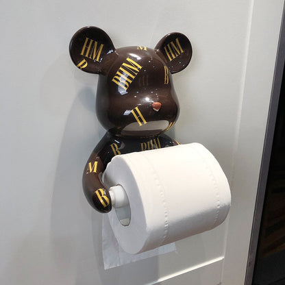 Moderne sort bjørne toiletpapirholder stander