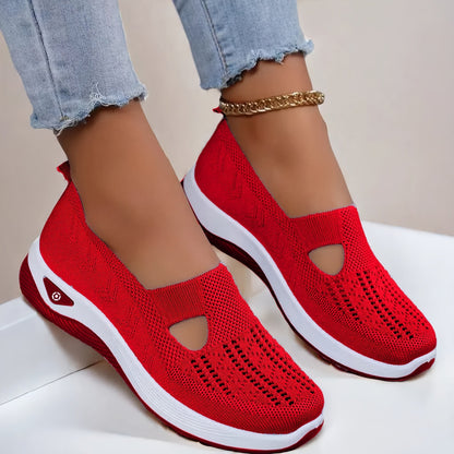 Dames letvægt strikkede slip-on sneakers