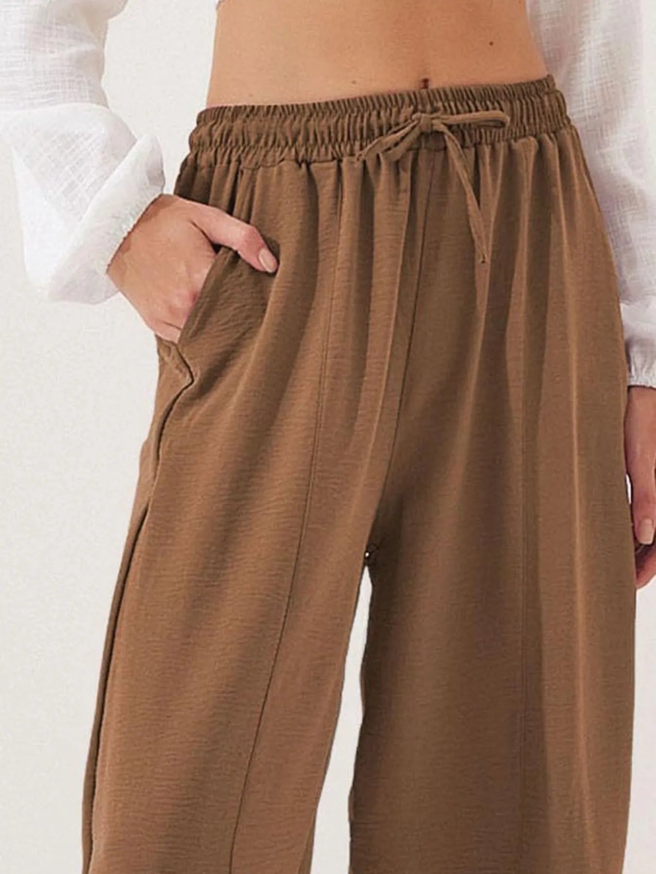 Plussize Bred Ben Snøre Bukser Cropped