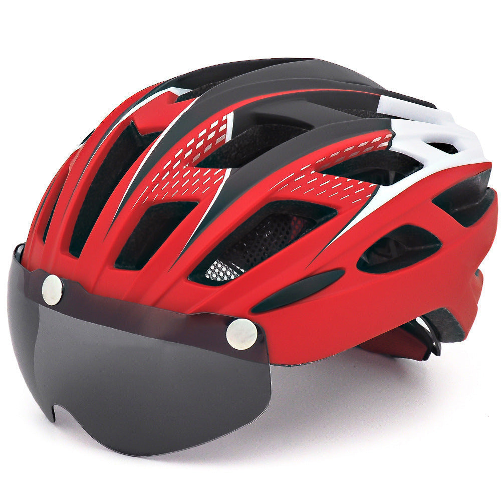 Cykelhjelm med integrerede goggles til kørseludstyr