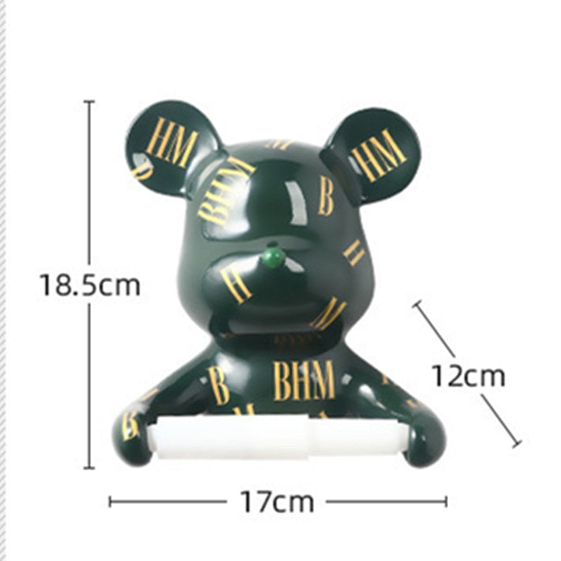Moderne sort bjørne toiletpapirholder stander