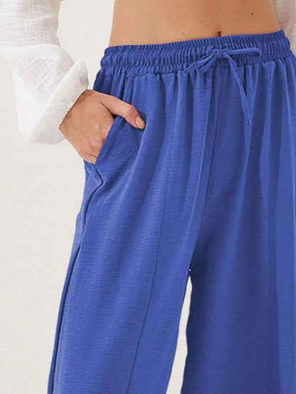 Plussize Bred Ben Snøre Bukser Cropped