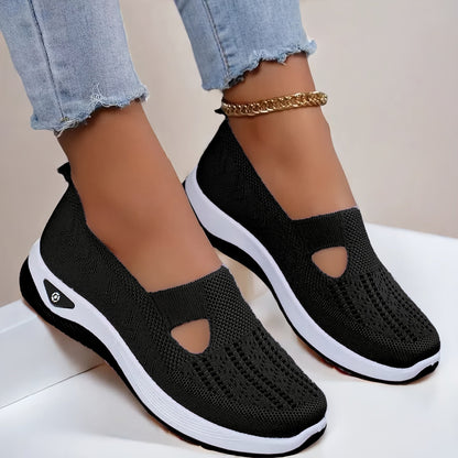 Dames letvægt strikkede slip-on sneakers