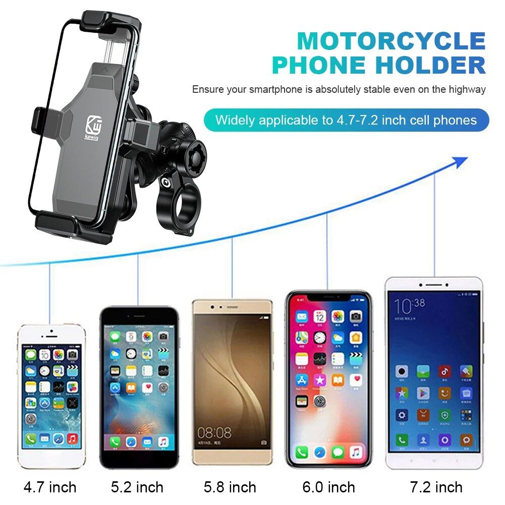 360° Rotérbar Stødabsorberende Cykel- og MC-telefonholder til 4.7-7.2 tommer enheder
