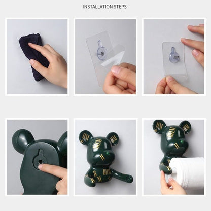 Moderne sort bjørne toiletpapirholder stander
