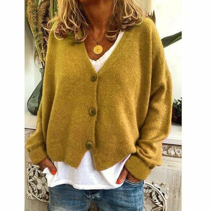 Hyggelig afslappet cardigan med V-hals til hverdags elegance