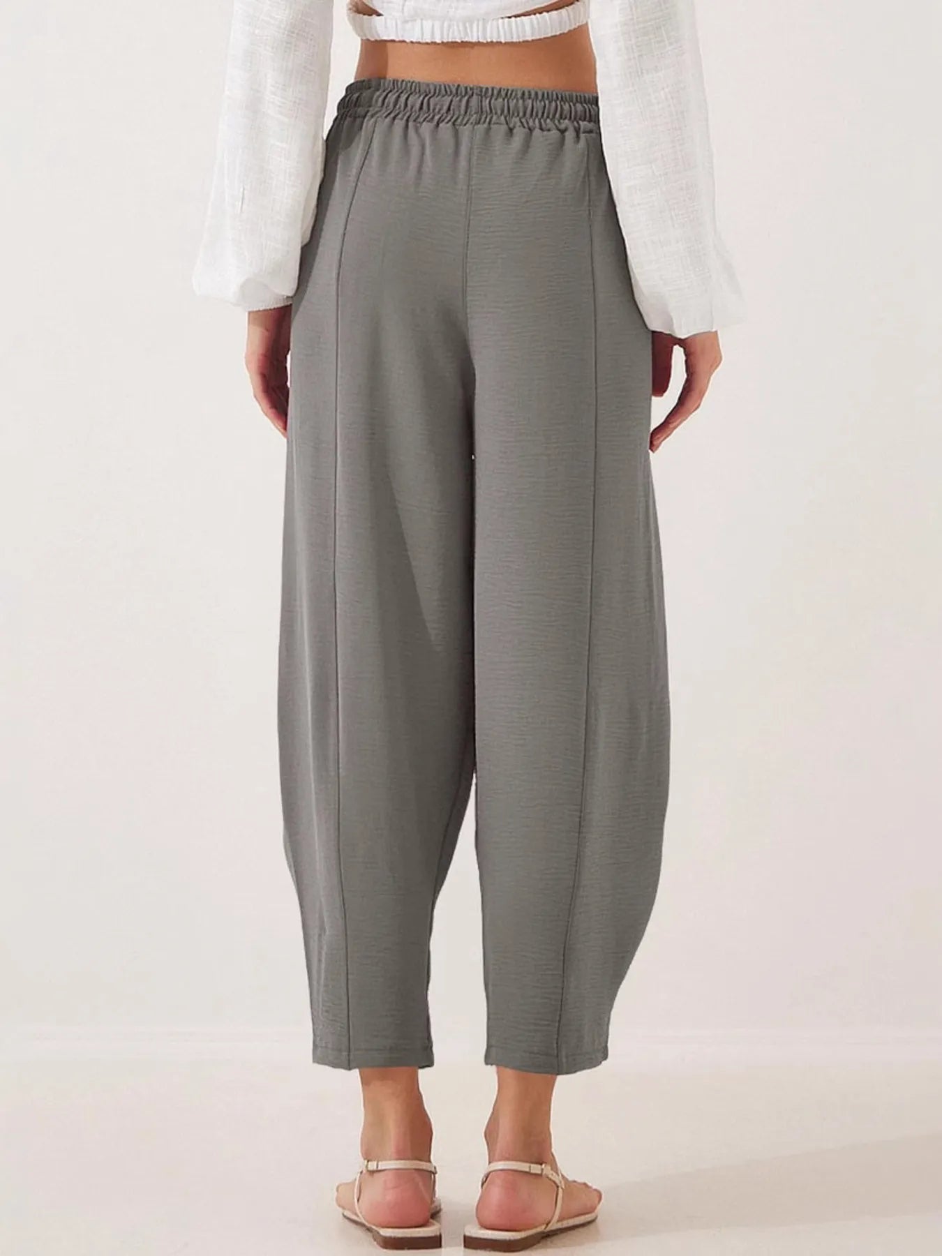 Plussize Bred Ben Snøre Bukser Cropped
