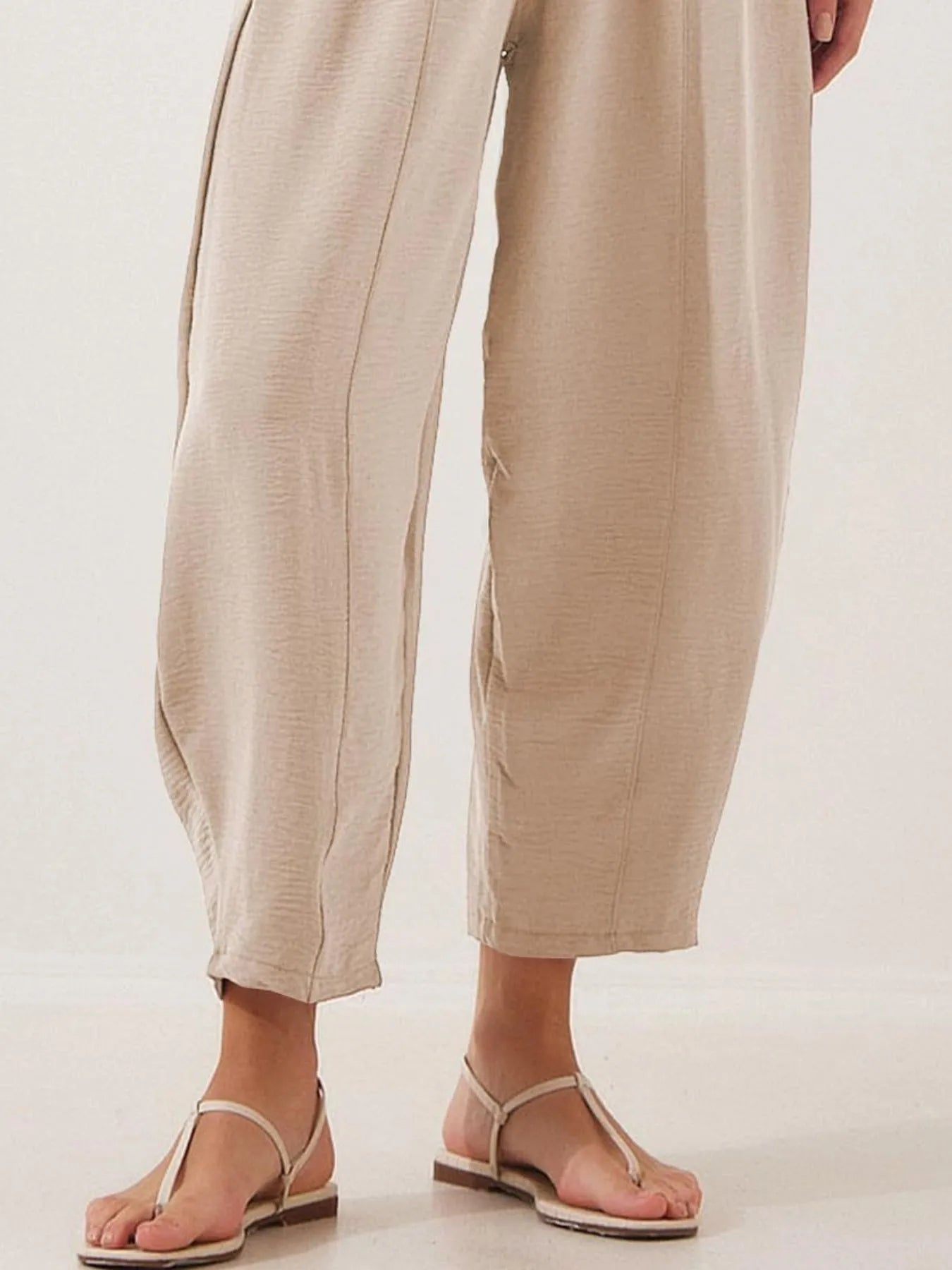 Plussize Bred Ben Snøre Bukser Cropped