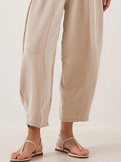 Plussize Bred Ben Snøre Bukser Cropped