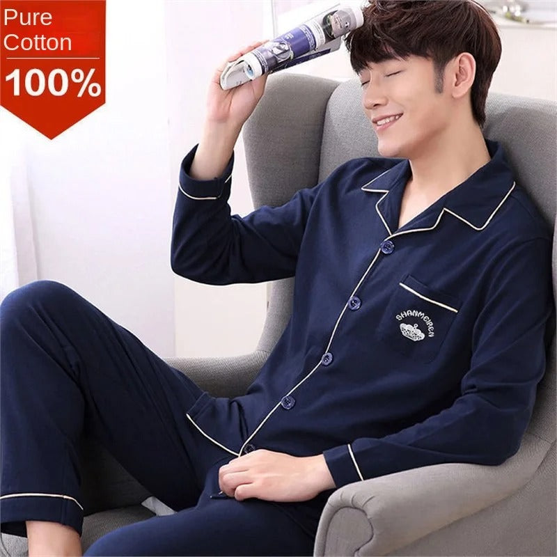 Herrepyjamas-Sættet I Bomuld