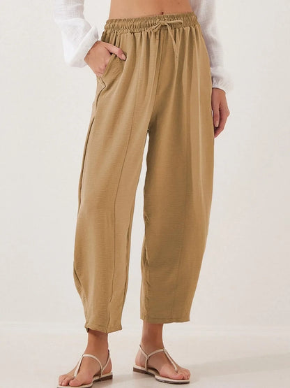 Plussize Bred Ben Snøre Bukser Cropped