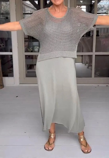 LaceFusion- kjole med seler og hul bluse i et sæt!