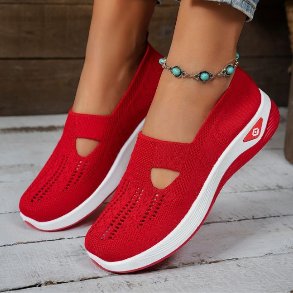 Dames letvægt strikkede slip-on sneakers