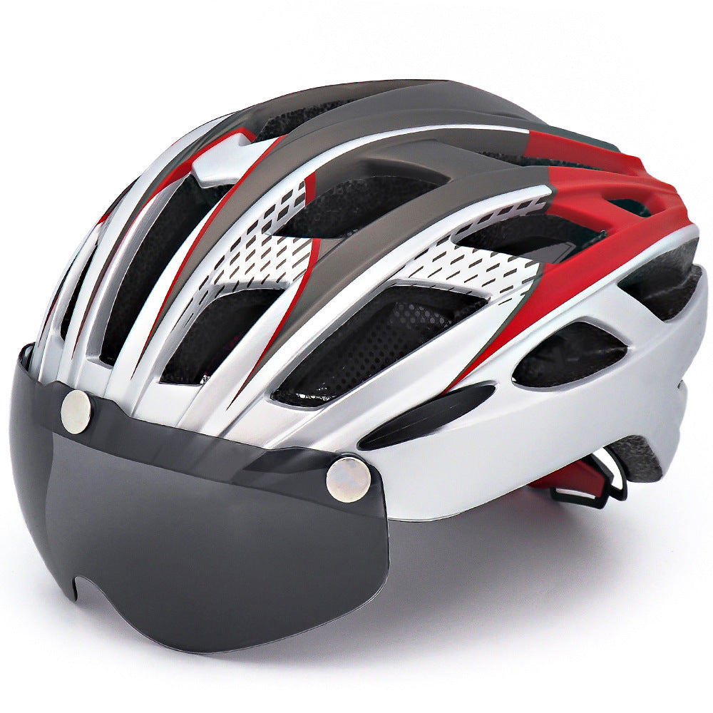 Cykelhjelm med integrerede goggles til kørseludstyr
