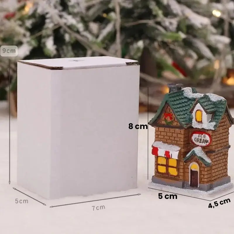 Oplyste Julelandsby Huse Dekoration