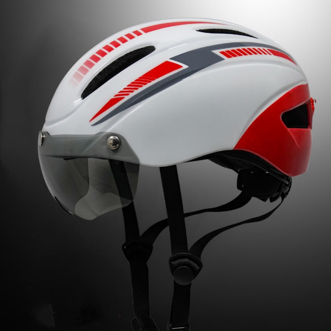 Cykelhjelm Ridesikkerhedshjelm Sports hjelm Goggles Ridesikkerhedshjelm Remlygte