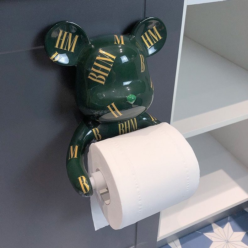 Moderne sort bjørne toiletpapirholder stander
