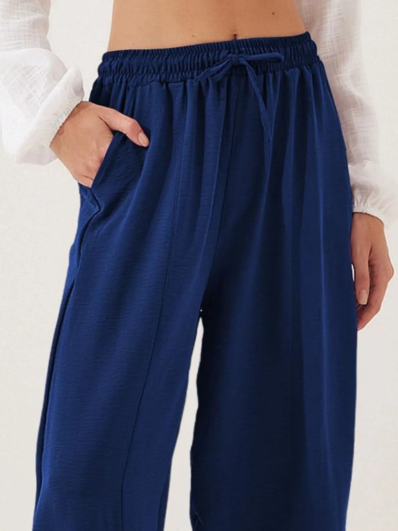 Plussize Bred Ben Snøre Bukser Cropped