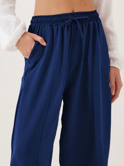 Plussize Bred Ben Snøre Bukser Cropped