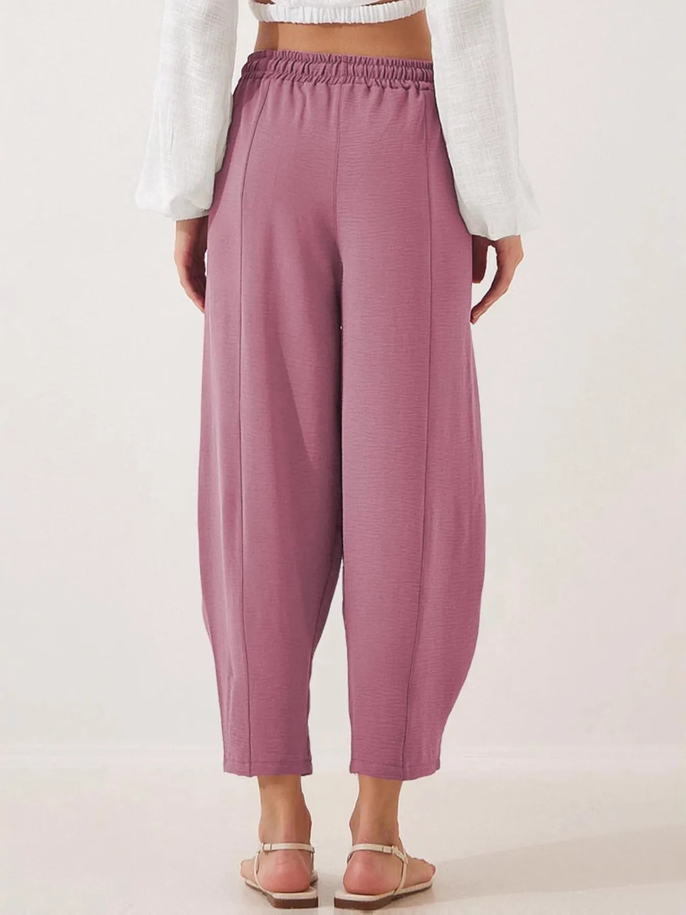 Plussize Bred Ben Snøre Bukser Cropped