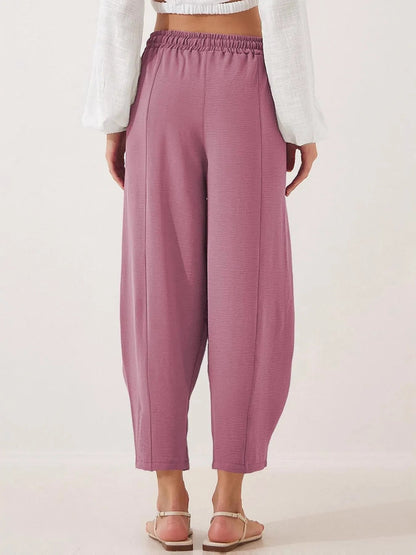 Plussize Bred Ben Snøre Bukser Cropped