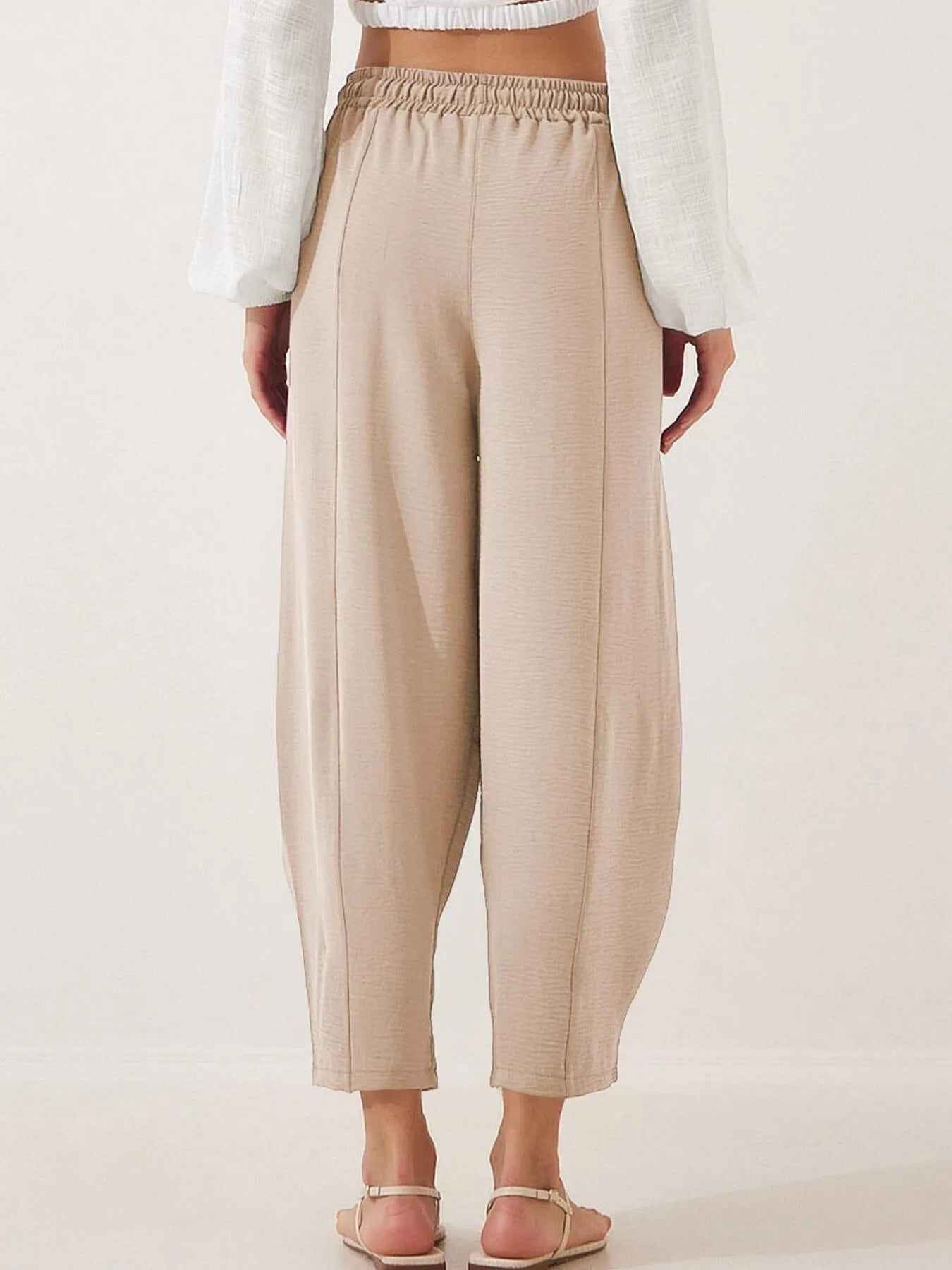 Plussize Bred Ben Snøre Bukser Cropped