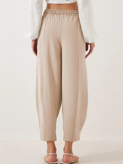 Plussize Bred Ben Snøre Bukser Cropped