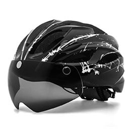 Cykelridningsbeskyttelseshjelm med bælte og briller