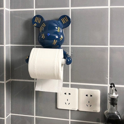 Moderne sort bjørne toiletpapirholder stander