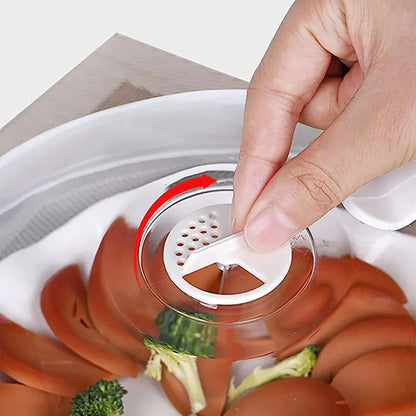 Premium mikrobølgelåg med ergonomisk håndtag og dobbelte dampåbninger