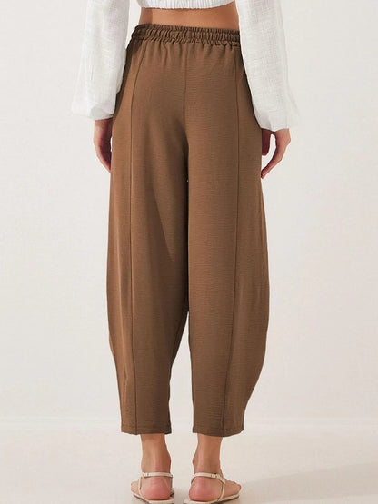 Plussize Bred Ben Snøre Bukser Cropped