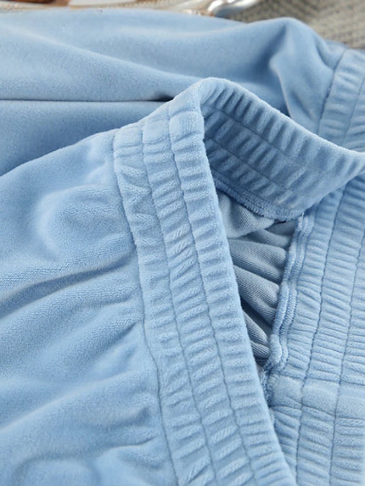 Dame 2-delt blå pyjamasæt med knapper og elegante bukser