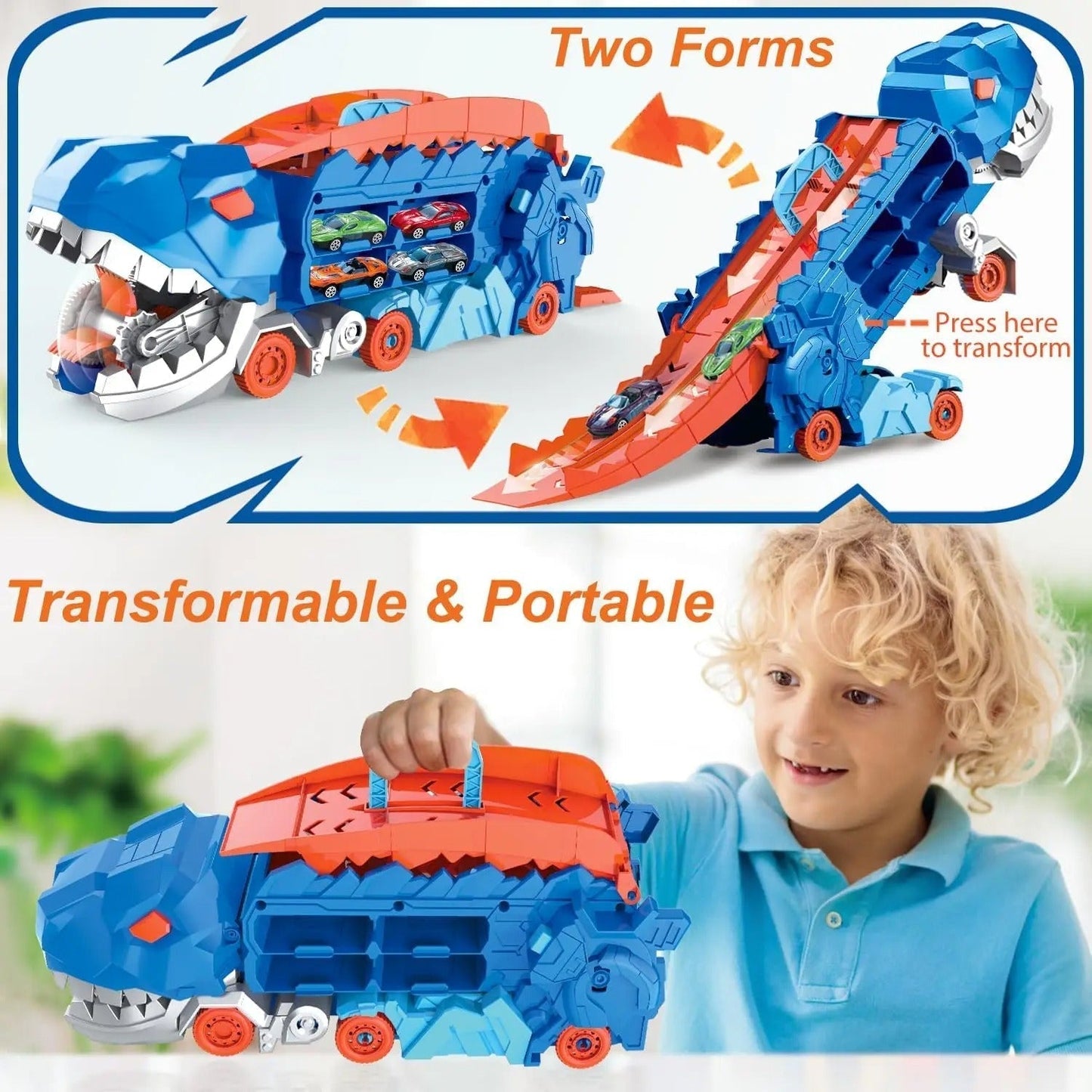 DinoTracks DINOSAURER TRANSFORMER MED SKIDEBANER & BILER