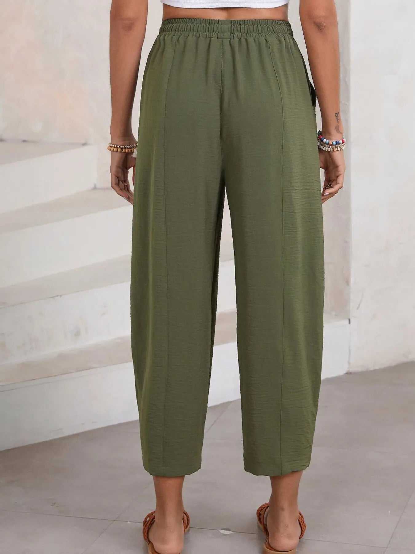 Plussize Bred Ben Snøre Bukser Cropped