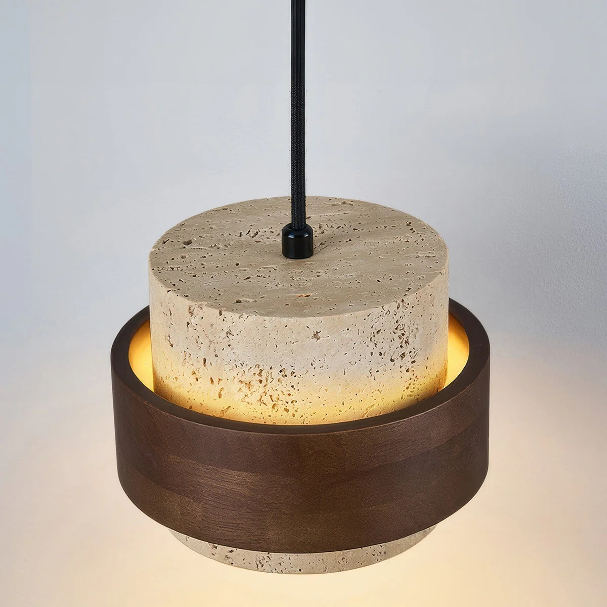 Moderne Lyster Valnød Træ Pendel Lampe
