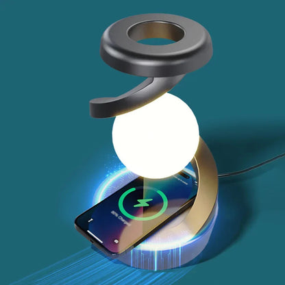 Moderne LED skrivebordslampe med trådløs telefonoplader