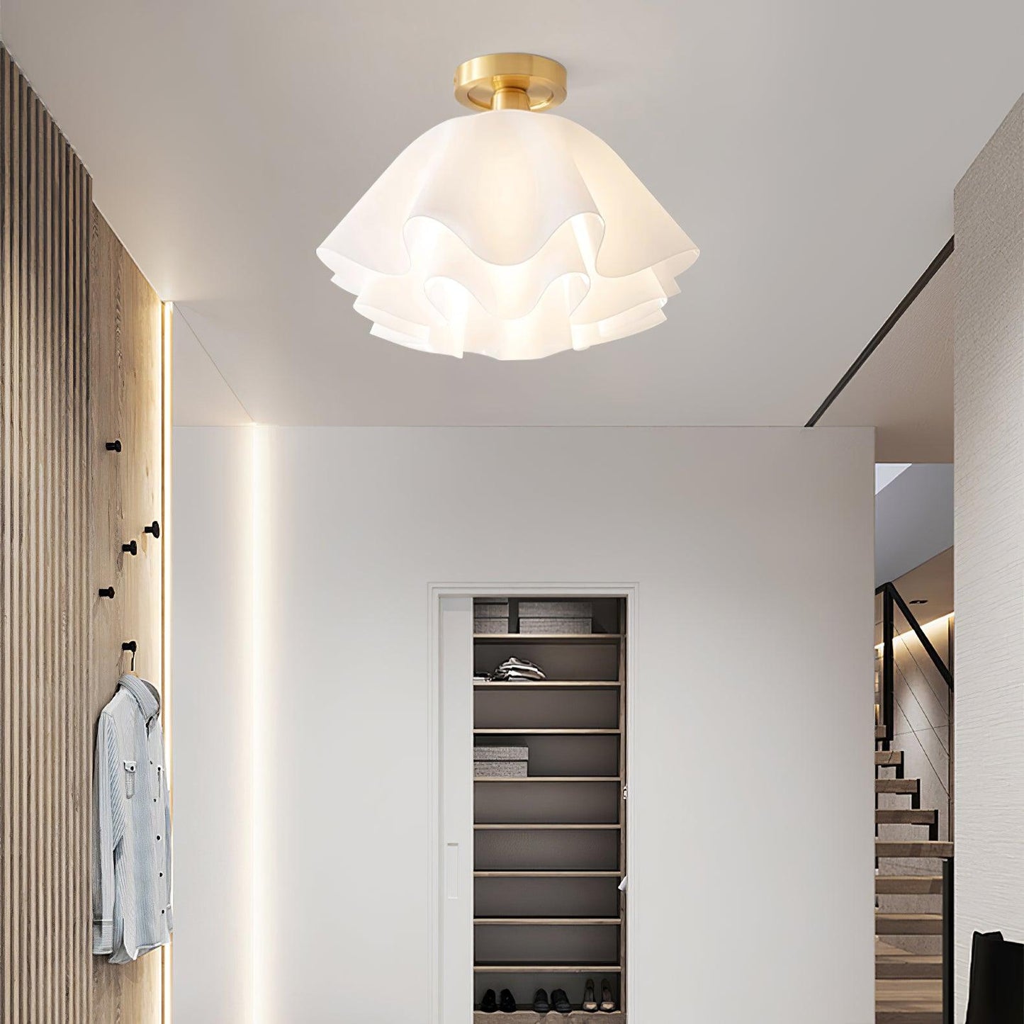 Loftlampe med Blødt Bølgedesign – Elegant & Lys