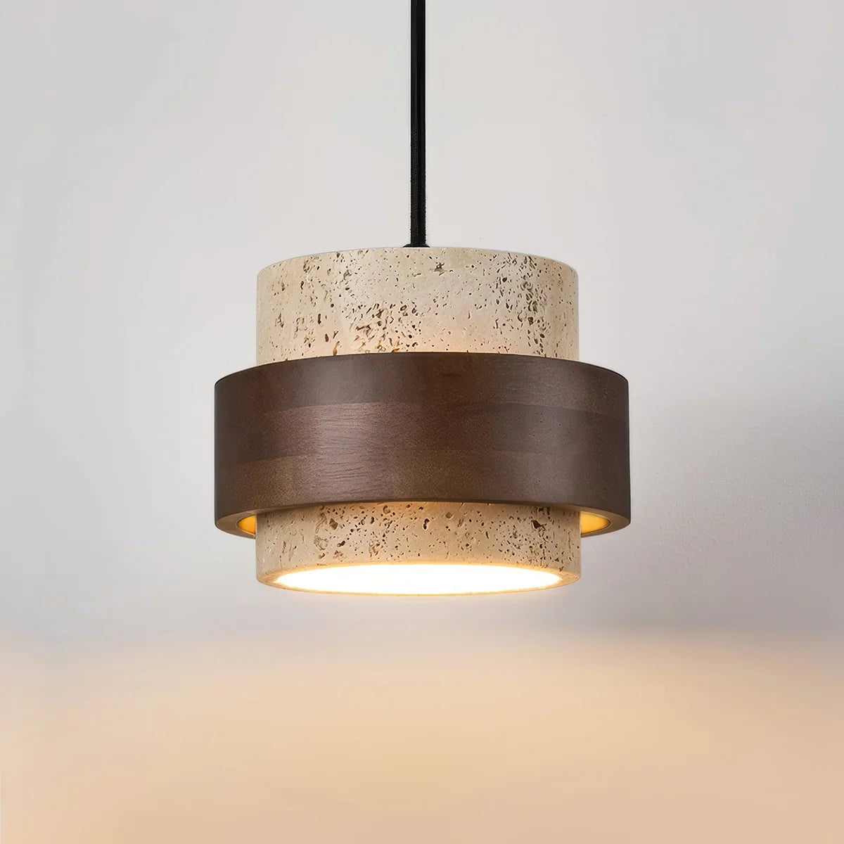 Moderne Lyster Valnød Træ Pendel Lampe