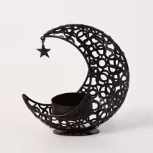 Moderne sort guldmåne- og stjerelysholder