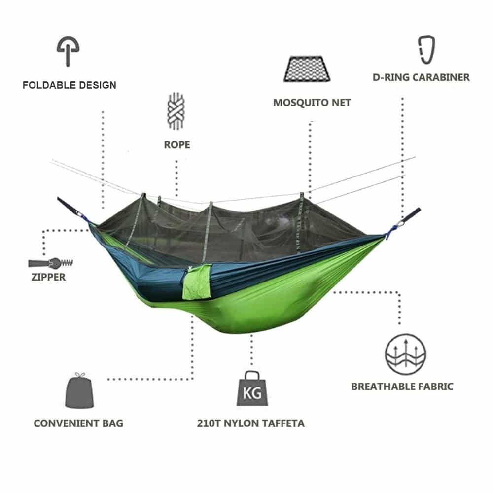 Letvægts camping hængekøje med indbygget myggenet for ultimativ udendørs komfort