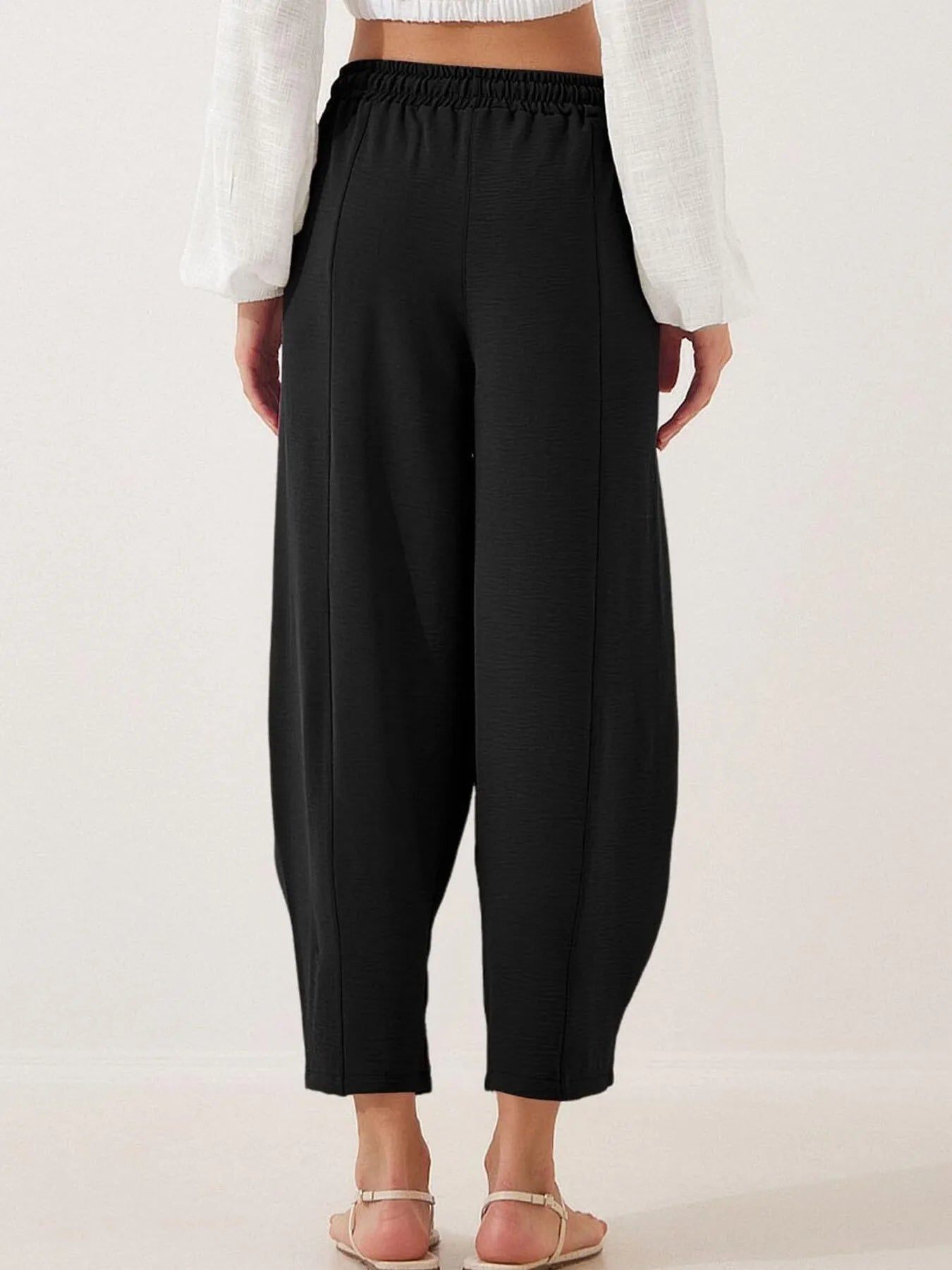 Plussize Bred Ben Snøre Bukser Cropped